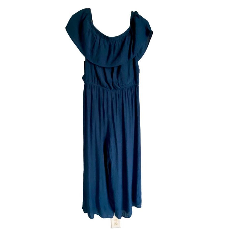 Tacera Blue Jumpsuit On or Off Shoulder Wide Leg Women's Medium NEW NWT